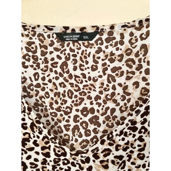 Shein Curve Women's Dress Size 5XL Brown Leopard Print Mini NWOT - Picture 4 of 6